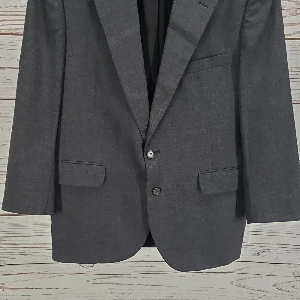 Tailors Row by Deansgate 100%Worsted Wool Men's Charcoal Sportscoat Blazer 42R